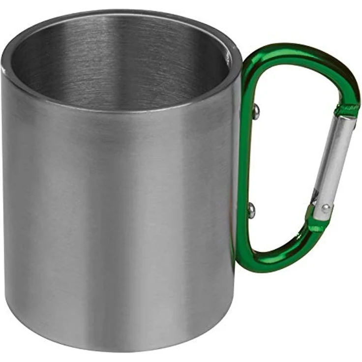 Macma Tasse Doppelwandige Tasse aus Edelstahl mit Karabinerhaken / Farbe: silber-g – Bild 1
