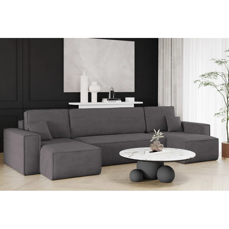 Kaiser Möbel Ecksofa mit schlaffunktion und bettkasten, Couch U-form BEST stoff Poso, Schlaffunktion, Bettzeugaufbewahrung, universal – Bild 1