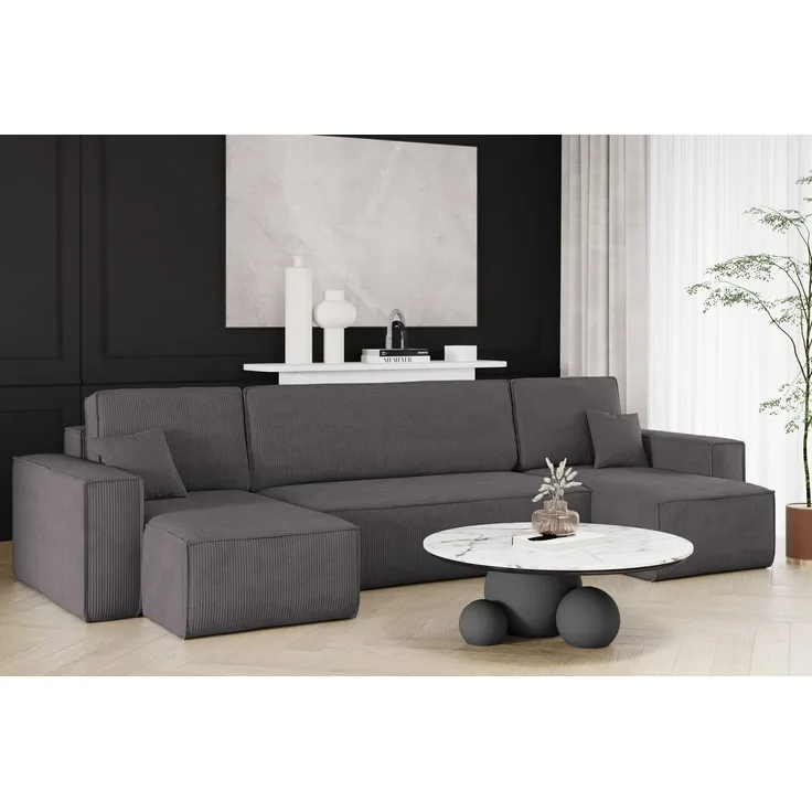 Kaiser Möbel Ecksofa mit schlaffunktion und bettkasten, Couch U-form BEST stoff Poso, Schlaffunktion, Bettzeugaufbewahrung, universal
