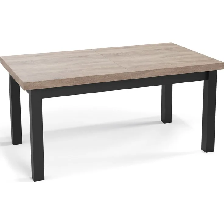 WFL GROUP Esstisch Gemini ausziehbar rechteckig modern mit schwarzen Holzbeinen (MADE IN EU, 5 Gr. – 120/140/160/170/200 cm ausziehbar auf 160/180/210/250/300 cm), platzsparender Tisch in Holzoptik für Küche, Esszimmer oder Wohnzimmer
