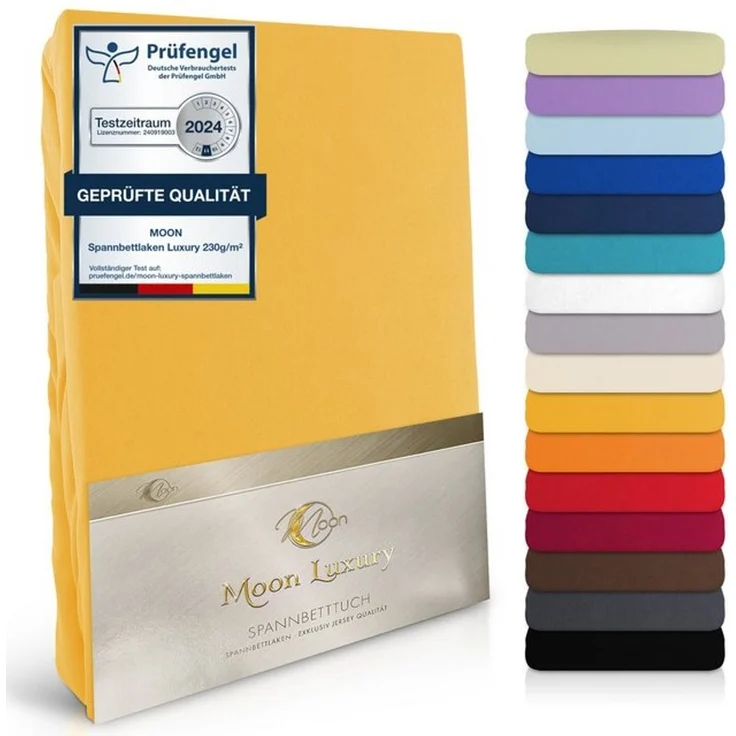 MOON Heimtextilien Spannbettlaken MOON-Luxury Spannbettlaken Jersey Stretch 230g/m², 97% Mako-Baumwolle 3% Elastan – Bild 4