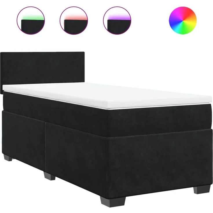 vidaXL Boxspringbett mit Matratze Schwarz 90x190 cm Samt 3288482 – Bild 2