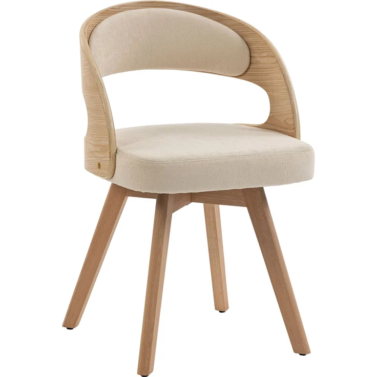LVHOM Esszimmerstuhl 360° drehbar, 2er Set, Polsterstuhl aus Leinen und Massivholz, Küchenstuhl gepolstert, ergonomischer Schalenstuhl mit Armlehne, bis 150 kg – Bild 2