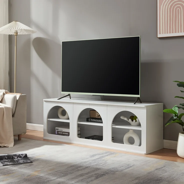 Fernsehtisch Trorhun 140x38x48 cm Weiß [en. casa] – Bild 1