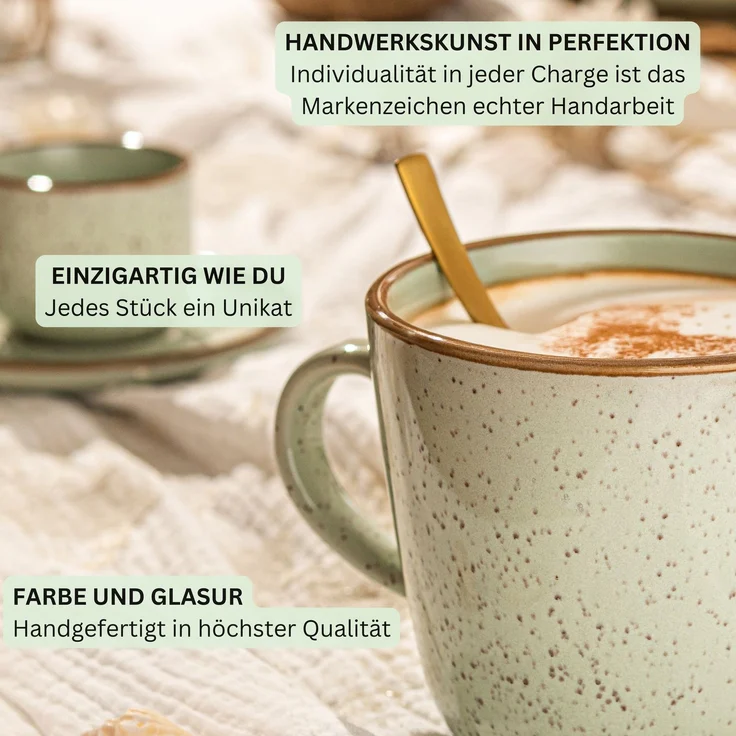 SÄNGER Kaffeebecher Set Rio Minze- 6 teilig aus Steingut – Bild 5