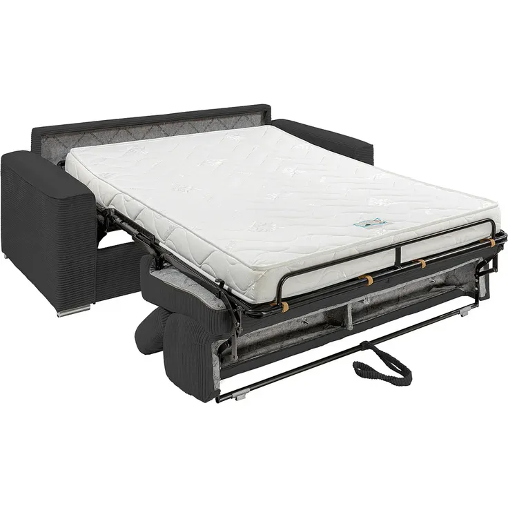 Vente-unique - VIZIR Sofa SamtStoff Grau - B 223 cm94 cm x H 110 cm95 cm x L 196 cm – Bild 3