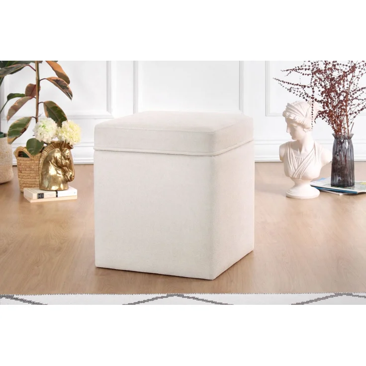 Hanah Home 'Mosvile - Cream' Pouffe, Creme, 43 x 46 x 43 cm – Bild 1