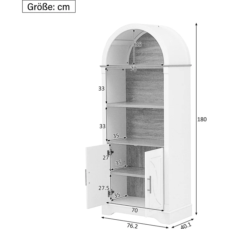 EINHOM Highboard mit verstellbarer Regalböde und LED-Beleuchtung, Küchenschrank mit großem Stauraum, Ideal für Esszimmer, Wohnzimmer und Küche (Schwarz) – Bild 2