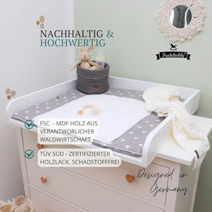 Puckdaddy Wickelaufsatz Lasse 80 x 11 x 80 cm aus Holz in Weiß – Bild 4