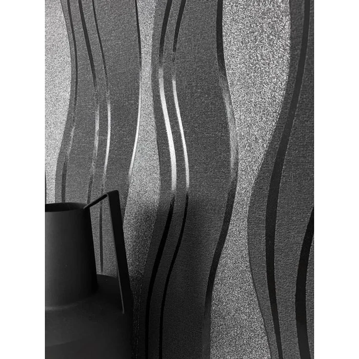 Newroom Vliestapete, Schwarz Tapete Modern Streifen - Streifentapete Mustertapete Anthrazit Grau 3D Optik Industrial Linien Wellen für Wohnzimmer Schlafzimmer Küche, Streifentapete, Mustertapete – Bild 4