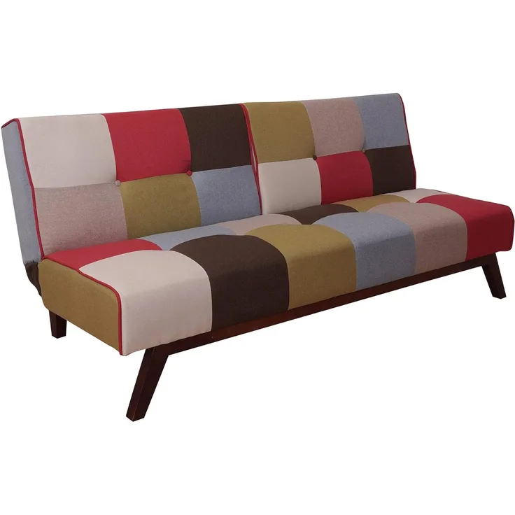 Dmora 3-Sitzer-Schlafsofa, aus gepolstertem Patchwork-Stoff, Clic-Clac-Öffnung, in ein Einzelbett umwandelbar, Made in Italy, 180x79xh76 cm, Mehrfarbig