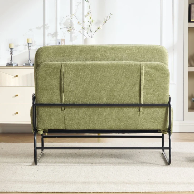 ZUBALIYA Schlafsofa 85x92 cm, mit Stauraum, mit Chenille - Bezug, mit breiten Armlehnen, mit Schaumstoffpolsterung, Schwarz – Bild 11