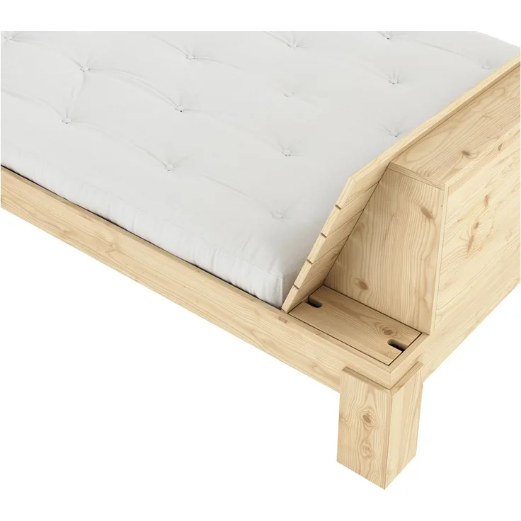 Massivholzbett Doppelbett LAYERS BED HEADBOARD Stauraumbett 180 x 200 Kiefer natur