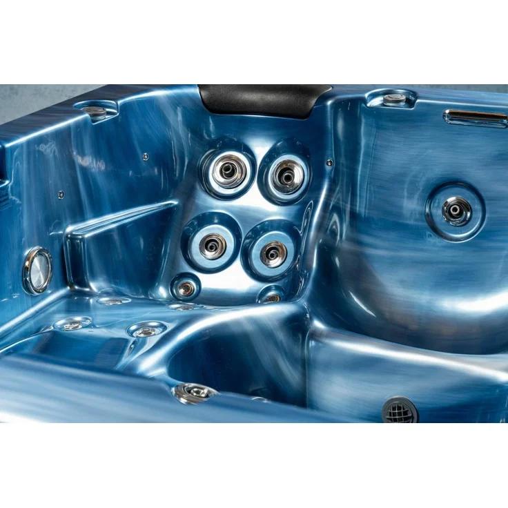 PureHaven Outdoor-Whirlpool 215x215 cm für 5 Personen mit 53 Massagedüsen Heizung Farblicht und Thermoabdeckung UV-Wasseraufbereitung 2 Liegeflächen – Bild 6