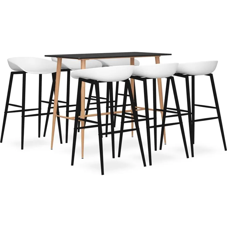 vidaXL 7-tlg. Bar-Set Schwarz und Weiß 3057480