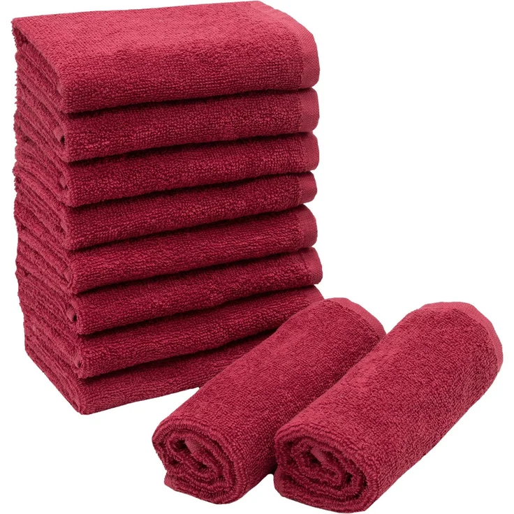 ZOLLNER 10er Set Seiftücher, 30x30 cm, 100% Baumwolle, bordeaux – Bild 1