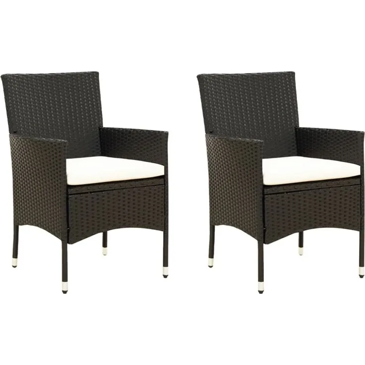 vidaXL Gartenstühle mit Kissen 2 Stk. Poly Rattan Schwarz 316680