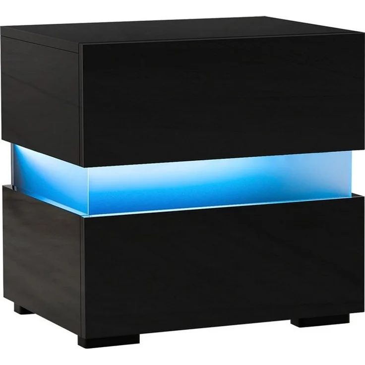 COSTWAY Nachttisch, mit LED Beleuchtung, Fernbedienung, 20 Farben, Hochglanz – Bild 1