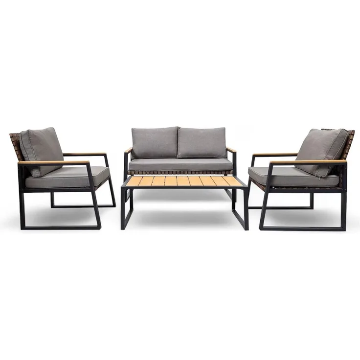 Gartenmöbel Lounge Outdoor Lounge Sitzgruppe Set 4tlg Balkon Lounge Taupe Sahara