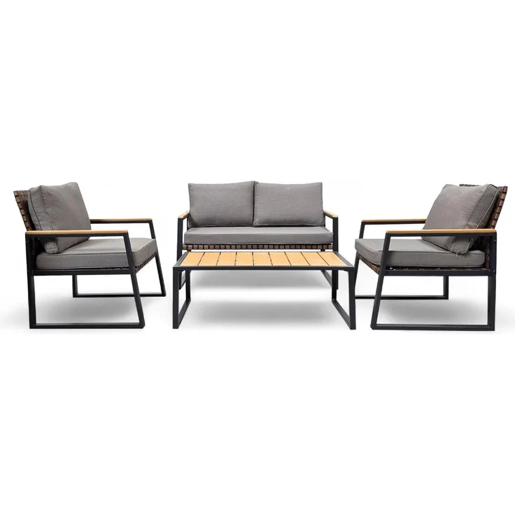 Gartenmöbel Lounge Outdoor Lounge Sitzgruppe Set 4tlg Balkon Lounge Taupe Sahara – Bild 1