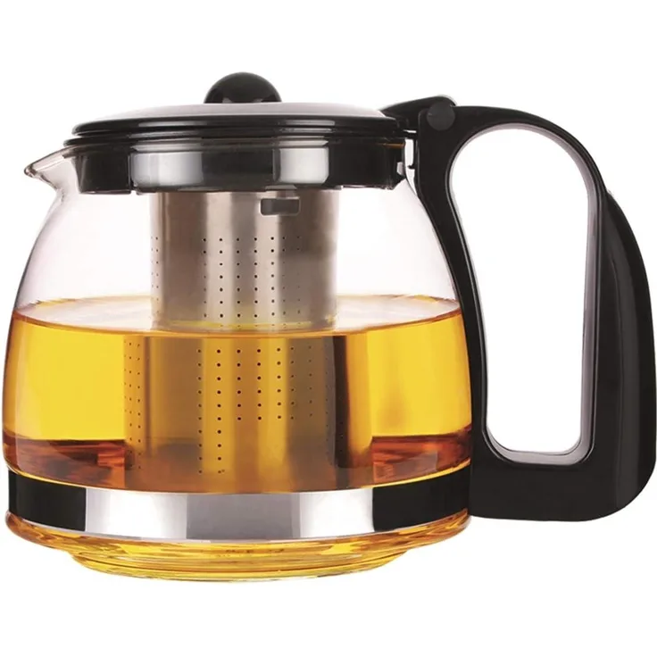Teekanne Glas 1,25L, Schwarz