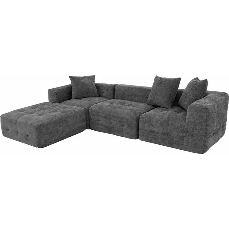 Sofa HWC-R33, 3-Sitzer Couch Polster-/Loungesofa, Stoff/Textil (340g/m²) 270cm ~ dunkelgrau – Bild 7