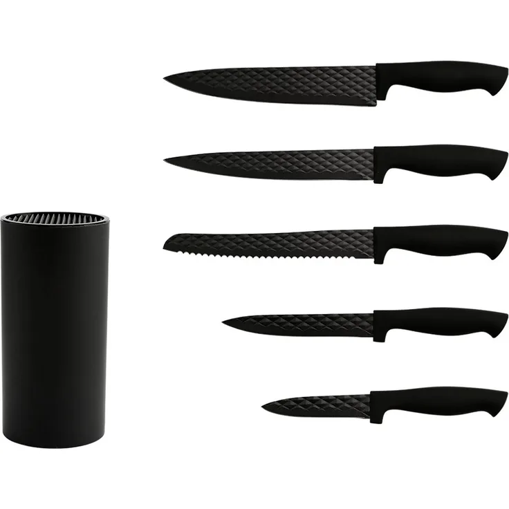 Messer Kochmesser Messerset mit Messerständer Set 6-tlg. Cheffinger schwarz KB02