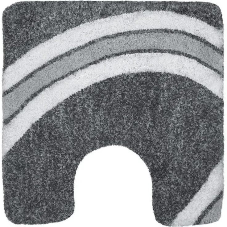 Spirella Badteppich Badematte Duschvorleger Mikrofaser Hochflor | flauschig | rutschhemmend | geeignet für Fußbodenheizung | 55x55 cm | Grau