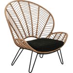 Dehner Gartenstuhl Korbsessel Venezia, 112 x 102 x 78 cm, Trendy Loungesessel in naturfarbener Geflechtoptik inkl. Stahlgestell