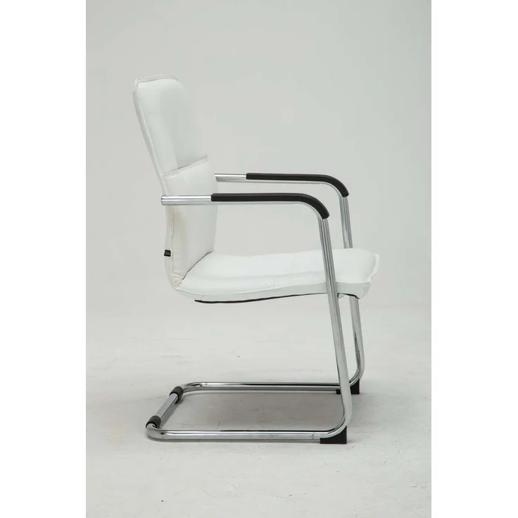 DELUKE® 2er Set Besucherstuhl SEATTLE - 92x56x60cm, Weiß Kunstleder Metall in Chromoptik Gestell Konferenzstuhl Wartezimmerstuhl – Bild 3