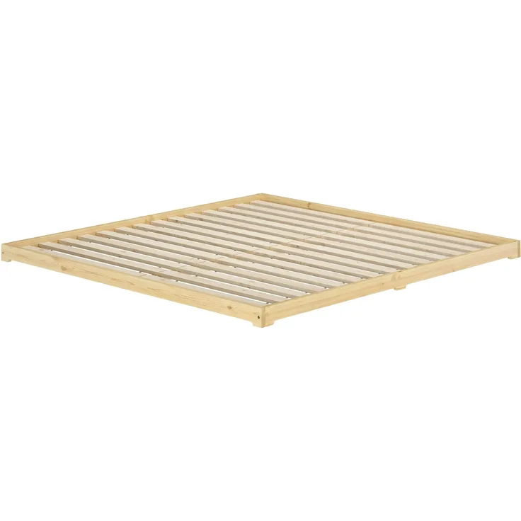 Niedriges Bodenbett 200x200 Kiefer natur, Niederflurbett, Futonbett, V-60.47K-20Rollrost inkl.