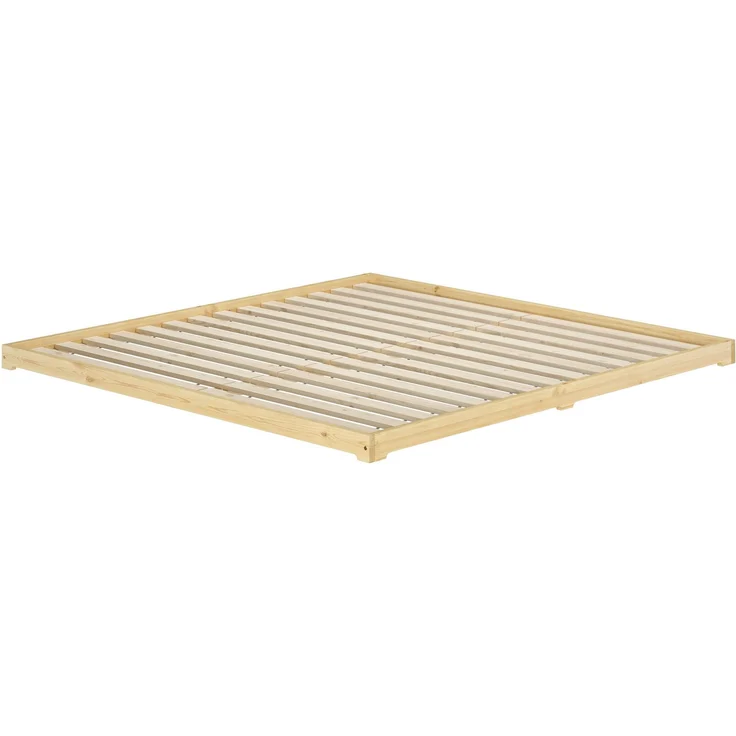 Niedriges Bodenbett 200x200 Kiefer natur, Niederflurbett, Futonbett, V-60.47K-20Rollrost inkl. – Bild 1