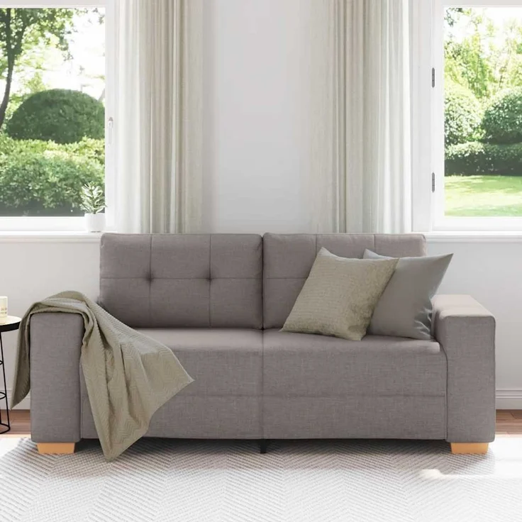 vidaXL Loveseat-Sofa Taupe 180x77x82 cm Stoff 4105084 – Bild 3