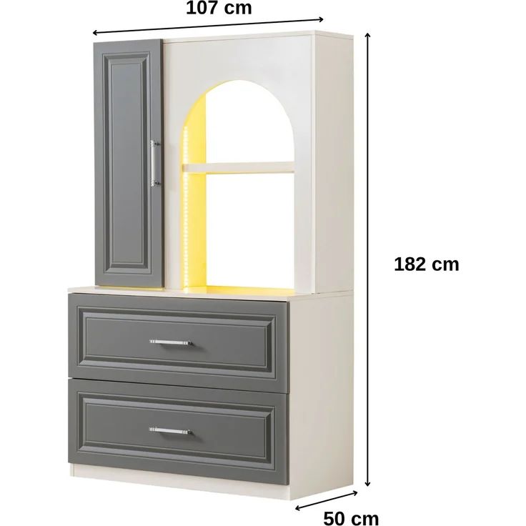 Skye Decor 'Valencia Solo - White, Anthracite' Kaffeebar-Schrank, Weiß / Anthrazit, 107 x 182 x 50 cm – Bild 8