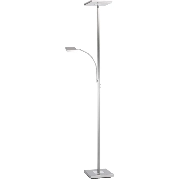 JUST LIGHT 11710-55 LED Stehleuchte Hans eckig mit Lesearm 3000K dimmbar Stahl