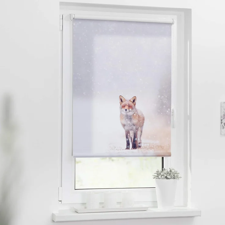 Seitenzugrollo Klemmfix Motiv Fuchs im Schnee, LICHTBLICK ORIGINAL, Lichtschutz, ohne Bohren, freihängend, Klemmfix, bedruckt – Bild 4