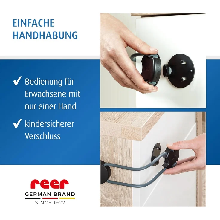 reer Multi-Sicherung 1 Stück, Kindersicherung für Schrank, Schublade und mehr, vom Schwäbischen Kindersicherheitsexperten, Schwarz – Bild 6
