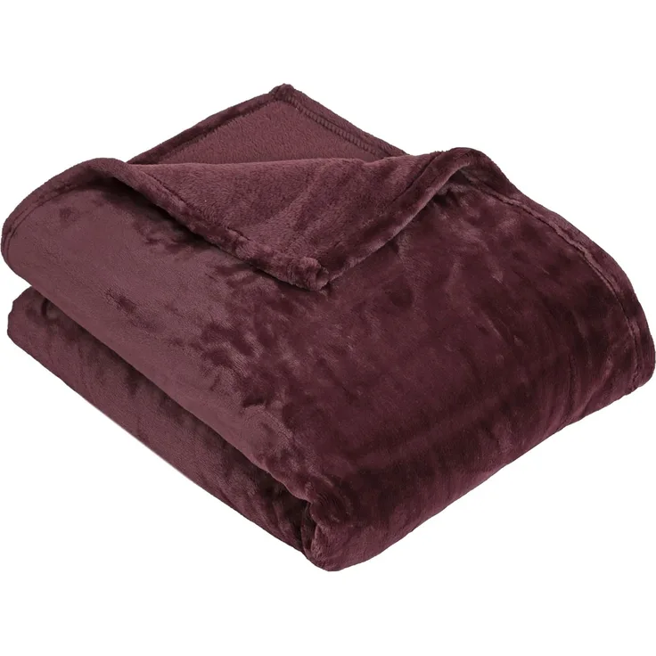 ZOLLNER Kuscheldecke super flauschig, 150x200 cm, dunkelrot (bordeaux), 100% Polyester
