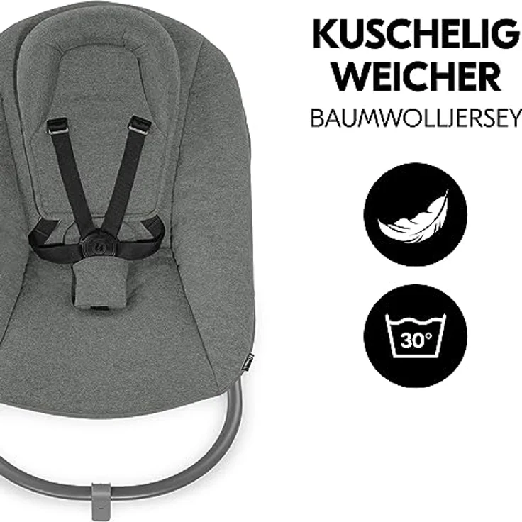Hauck Babywippe Alpha Bouncer, Newborn-Aufsatz, 5-Punkt-Gurt, verstellbare Rückenlehne, grau – Bild 7