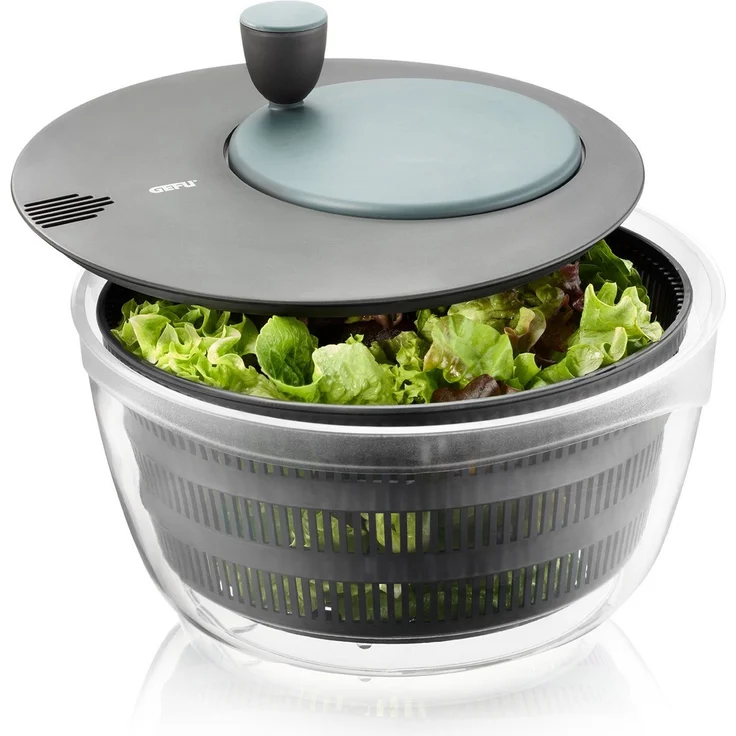 GEFU Salatschleuder 4-IN-1, Schleuder für Salat aus Kunststoff, inkl. Frischhaltedeckel, die Schüssel kann zum Servieren verwendet werden – Bild 4