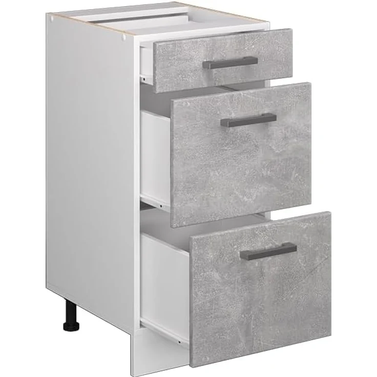 Unterschrank R-Line Beton 40 cm mit Schubladen, ohne Arbeitsplatte Vicco – Bild 5