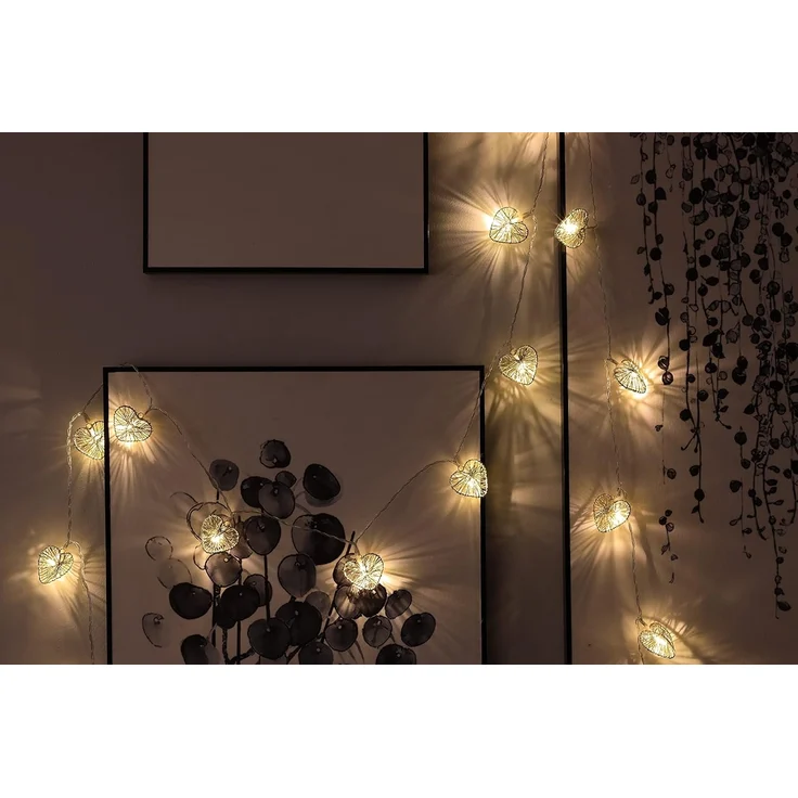 COZY HOME LED-Lichterkette Herz Lichterkette Batterie und Stecker -, 20 LEDs I 5 Meter I Timer-Funktion I Warmweiß I Lichterkette Innen – Bild 6