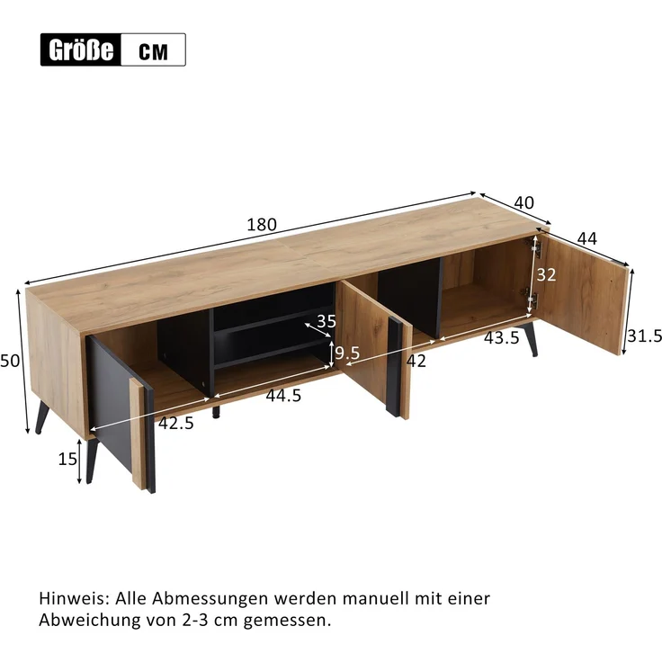 Merax 180 cm Rustikales Braun-TV-Schrank, Lowboard,TV-Board, TV-Kommode – Bild 4