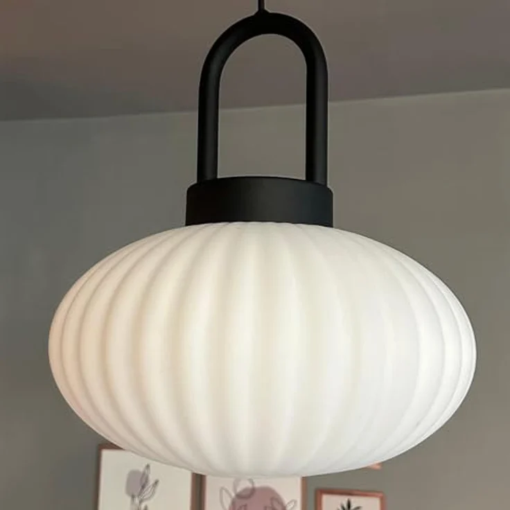bamyum Vintage Pendelleuchte Glas Weiß, 30 cm Retro Hängelampe für Esstisch, E27, höhenverstellbar, ideal für Küche und Wohnzimmer – Bild 3