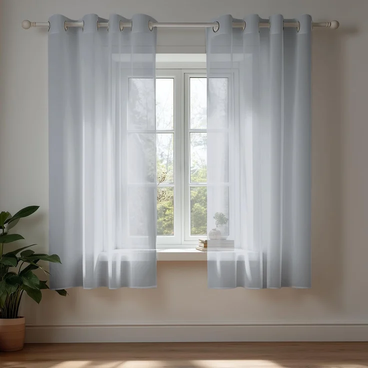 Deconovo 2er Set Gardinen Transparent Ösenvorhang Voile Vorhang 138x140 cm Grau