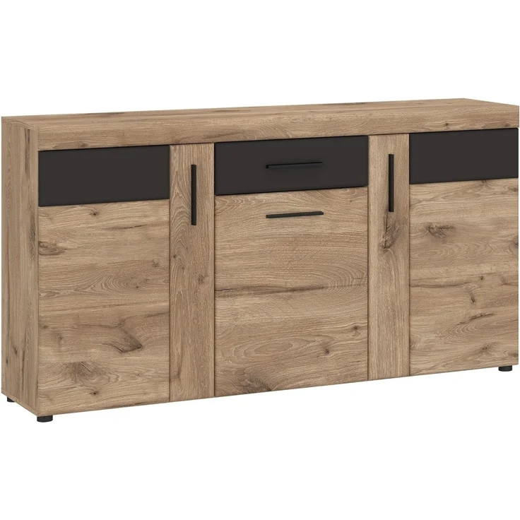 Sideboard >GRANO< in Viking Eiche Dekor/KOSMOS GRAU - 156,8x86x40,9 (BxHxT) – Bild 1