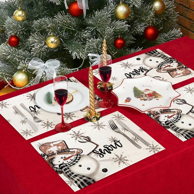 Weihnachten Platzsets 4er Set Tischsets Abwaschbar Platzdeckchen 30x45cm – Bild 5