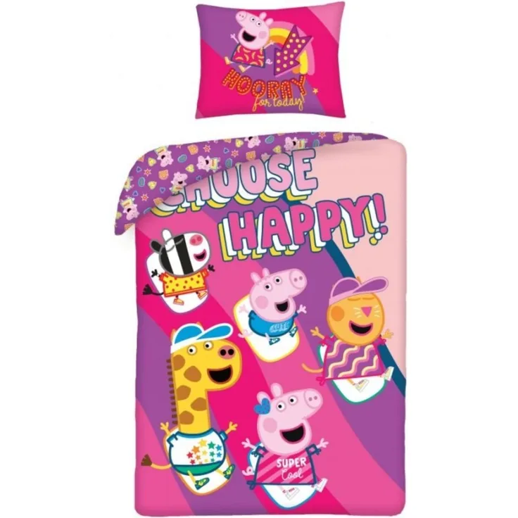 Peppa Pig Bettwäsche Set aus Baumwolle Bettdeckenbezug 140 × 200 cm mit 70 × 90 cm Kissenbezug