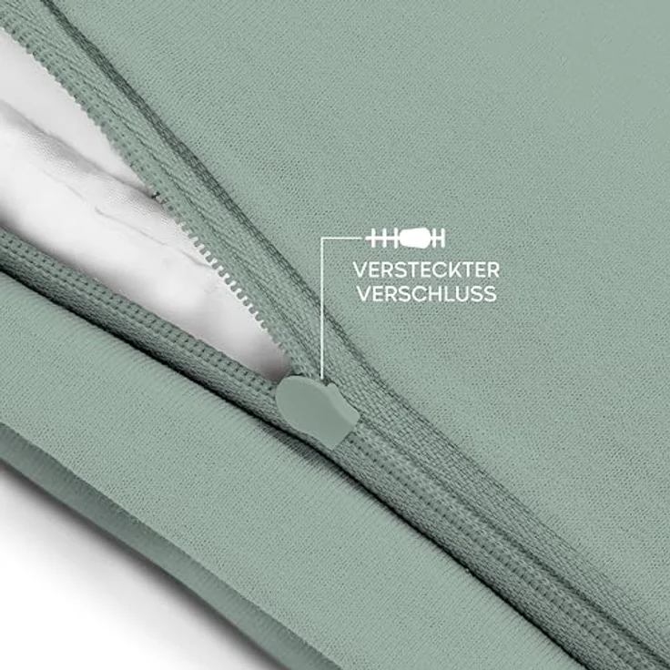Twinzen® Kissenbezug 30x30 (2er-Set) - 100% Jersey Baumwolle 150 GSM Kissenbezüge - Grün - Für Kissenbezüge 30x30 cm - Kissenhülle - Kissenbezug mit Reißverschluss - Oeko-Tex Zertifiziert – Bild 4