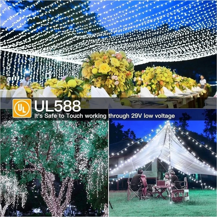 Ollny LED-Lichterkette, 400-flammig, 60m LED vielseitige Beleuchtung, 8 Modi, 4 Helligkeitsstufen. – Bild 3